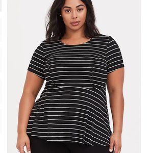 Torrid Black & White Pinstripe Ponte Peplum Top